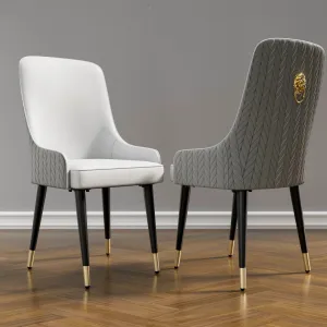 2 Luxury Microfiber Dining Chairs Lion Head Knocker For Island Or Restaurant