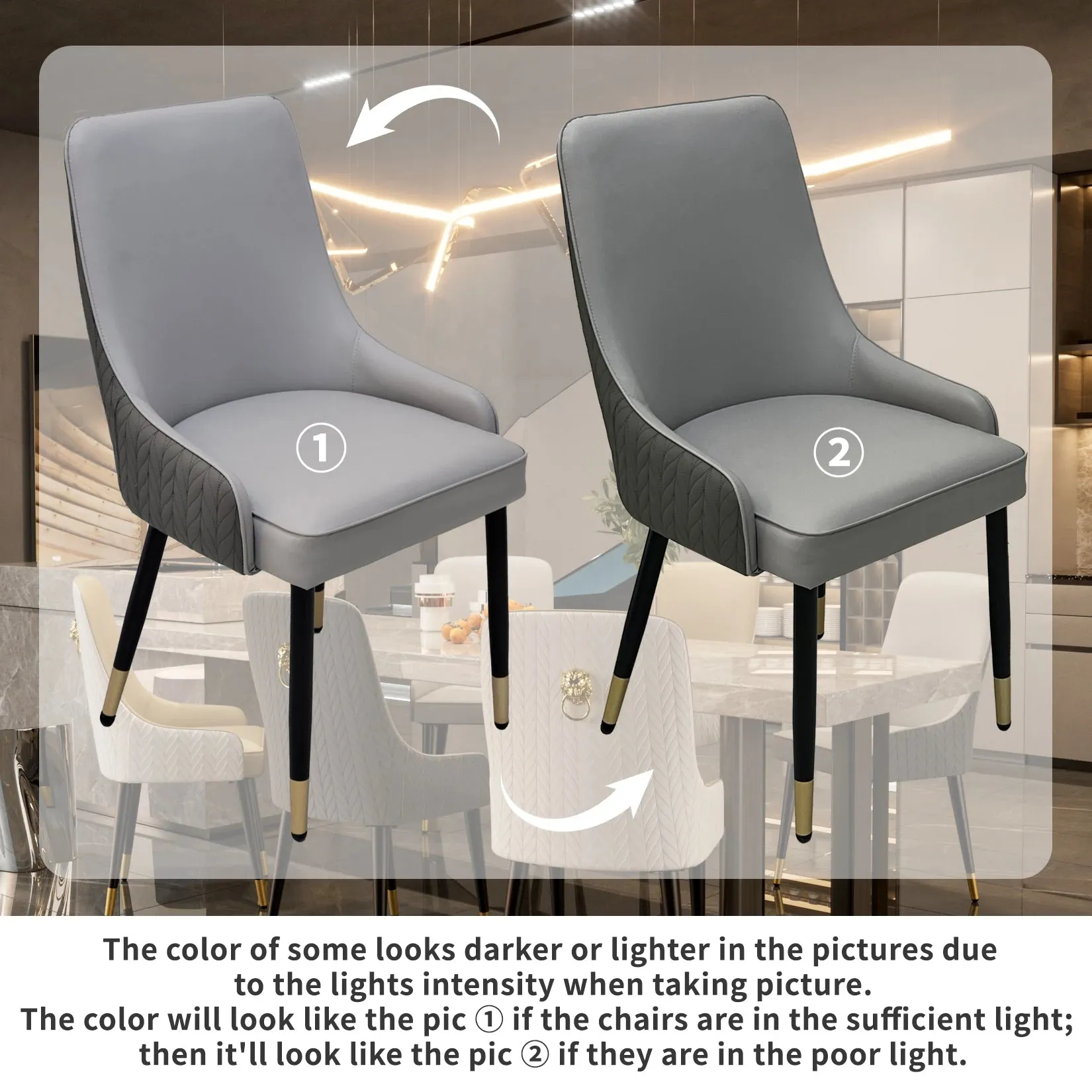 2 Luxury Microfiber Dining Chairs Lion Head Knocker For Island Or Restaurant