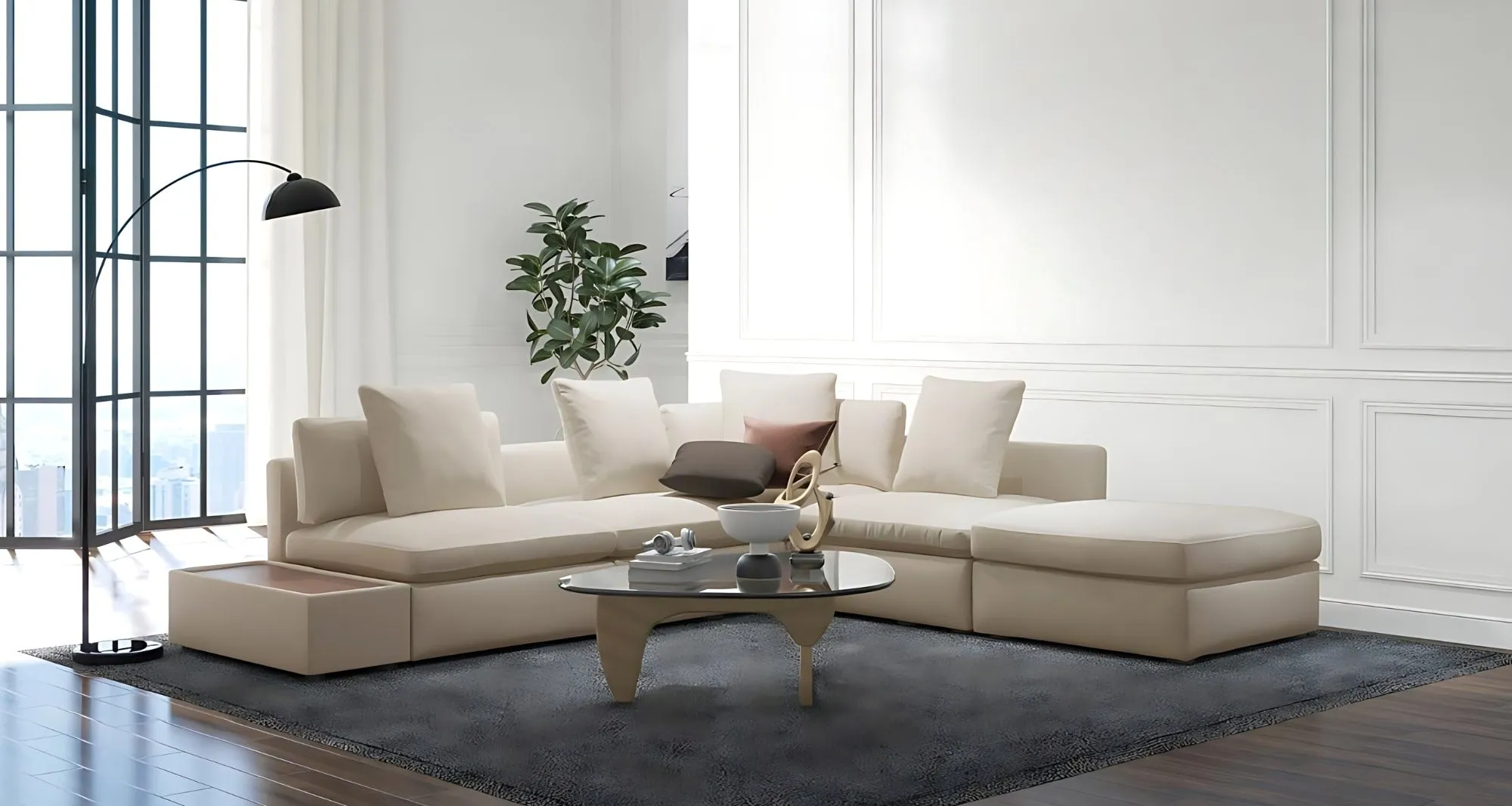 2707 6pc Linen Sectional Set