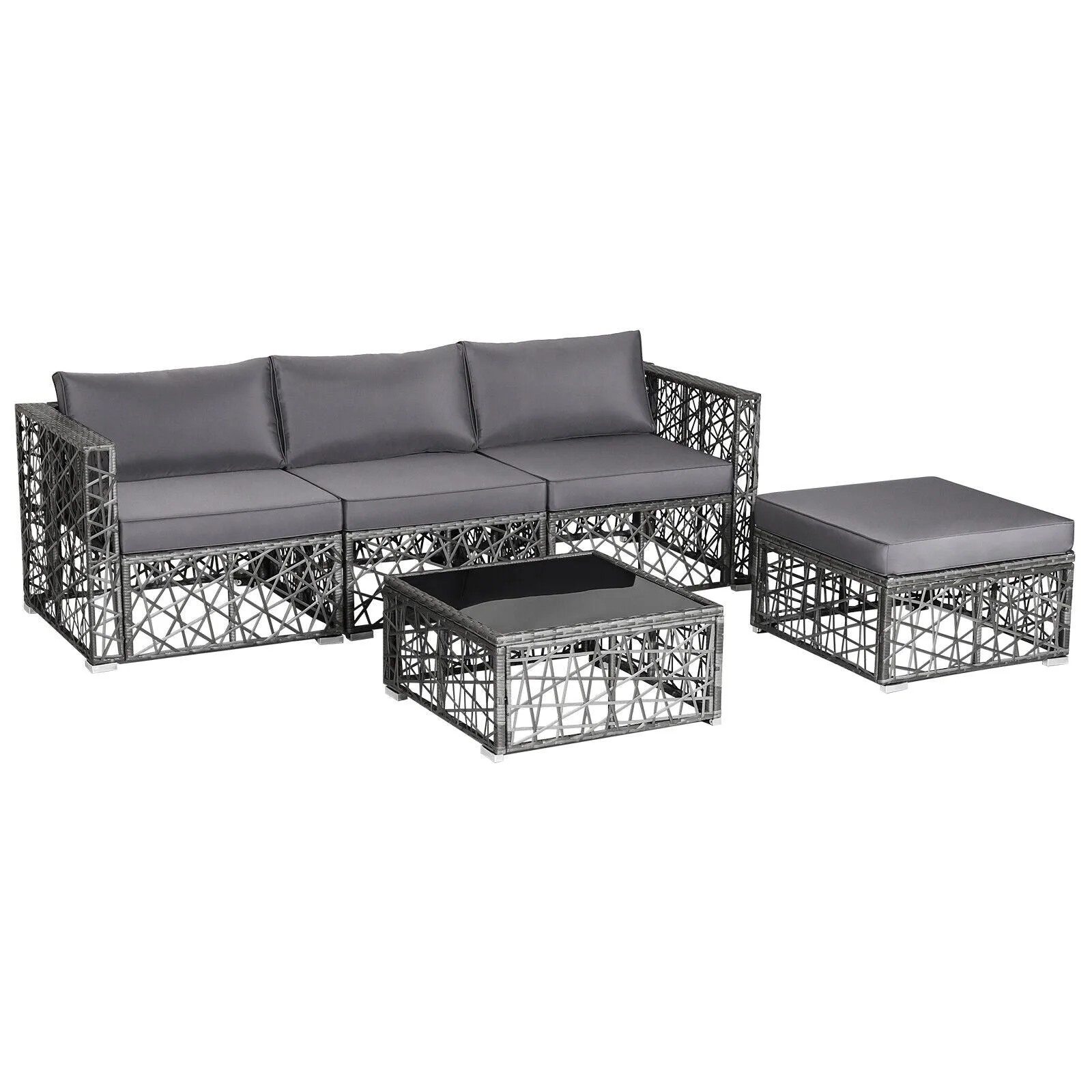 5pc Wicker Patio Rattan Sofa Set - Gray