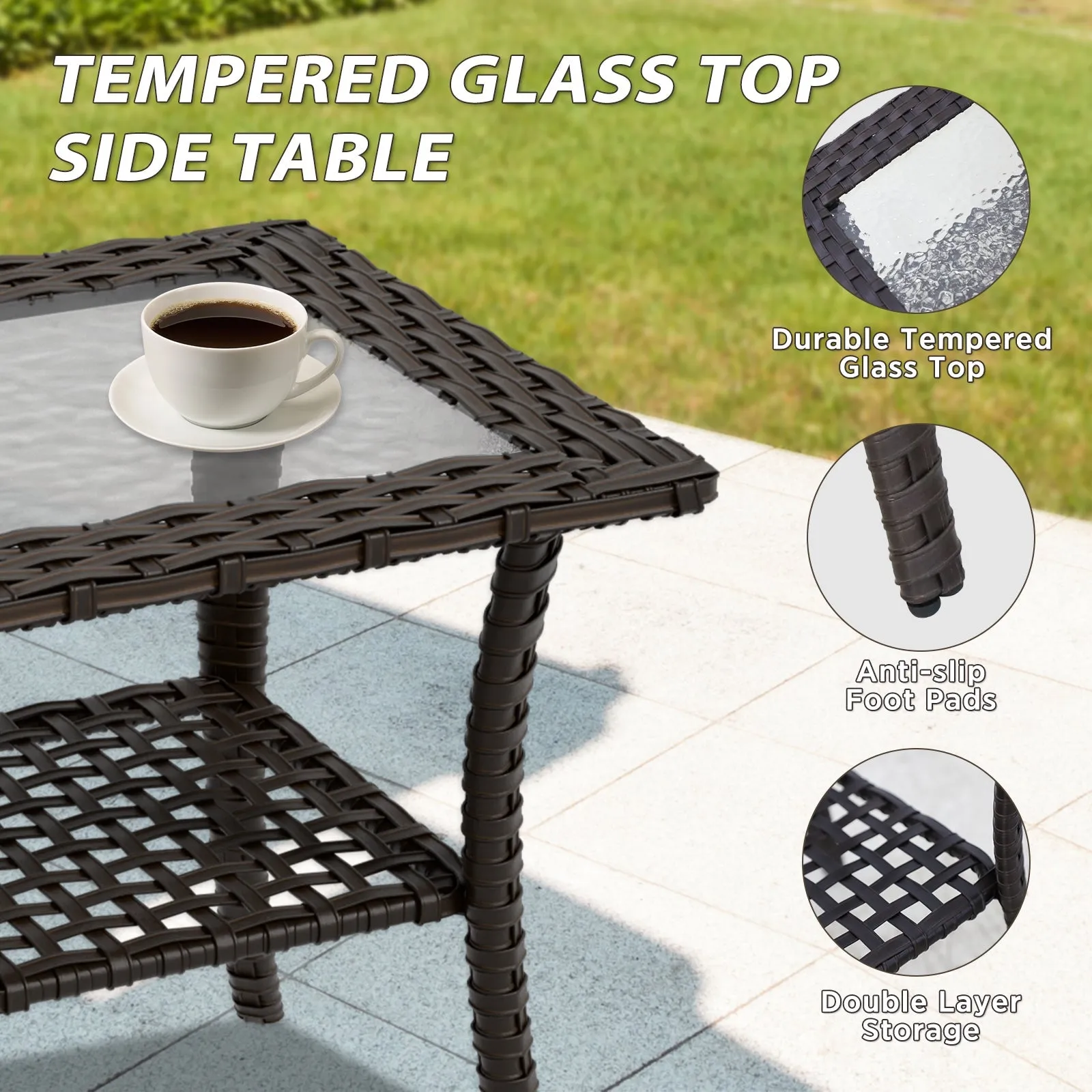 Azure Bay Wicker Outdoor Patio Furniture Set w/Swivel Chairs, 6 Pieces