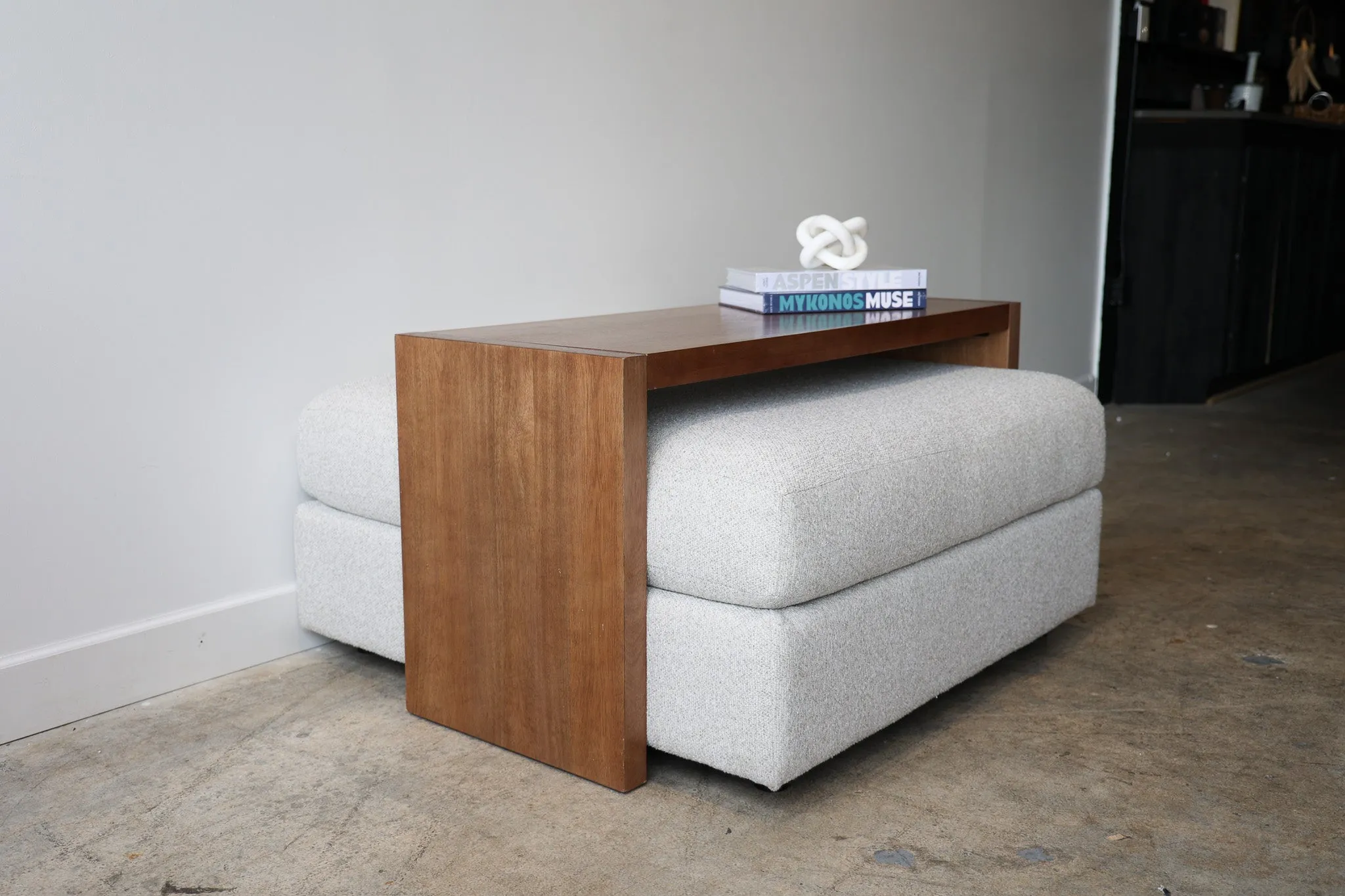 Dark Wood Over Ottoman Table