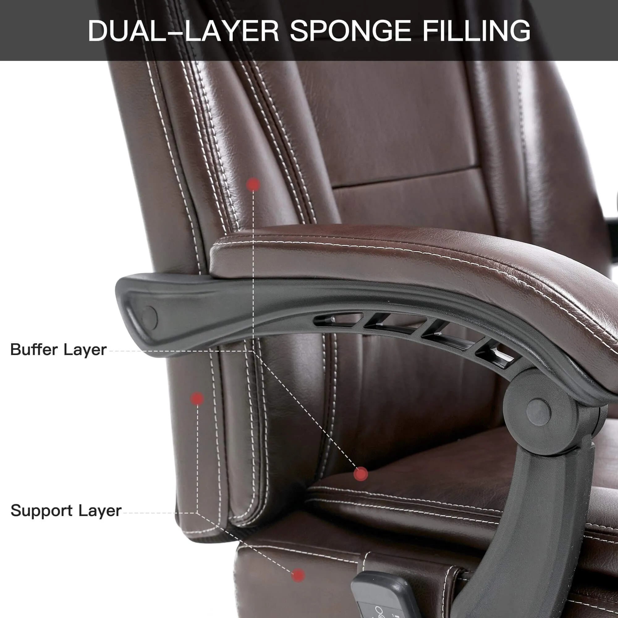 Executive Office Chair, Ergonomic Home Office Desk Chair Big and Tall with Heat and Massage, Brown