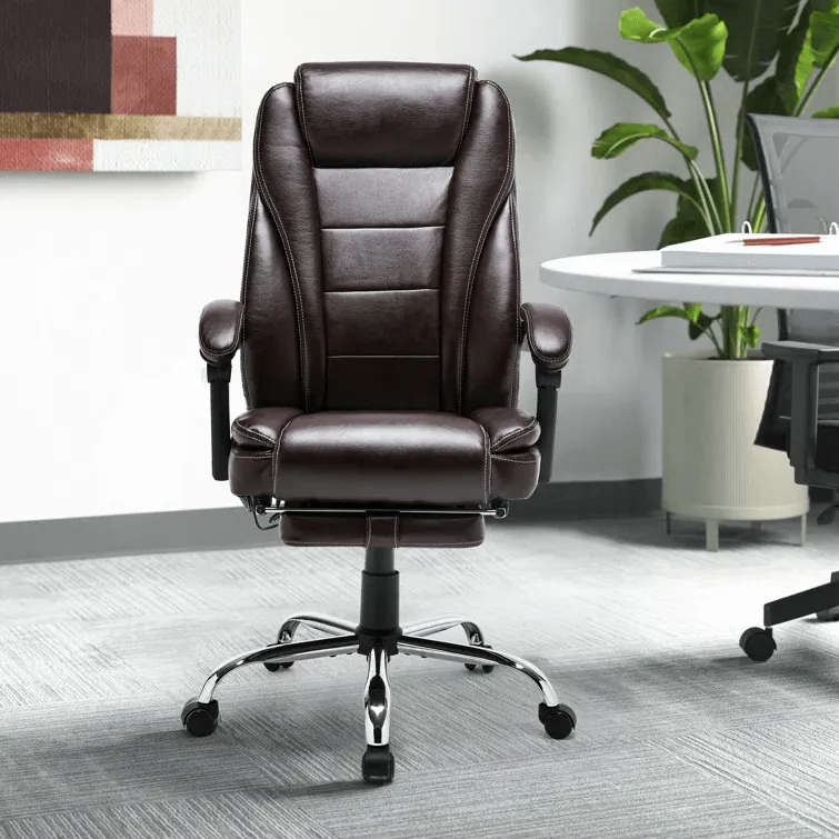 Executive Office Chair, Ergonomic Home Office Desk Chair Big and Tall with Heat and Massage, Brown