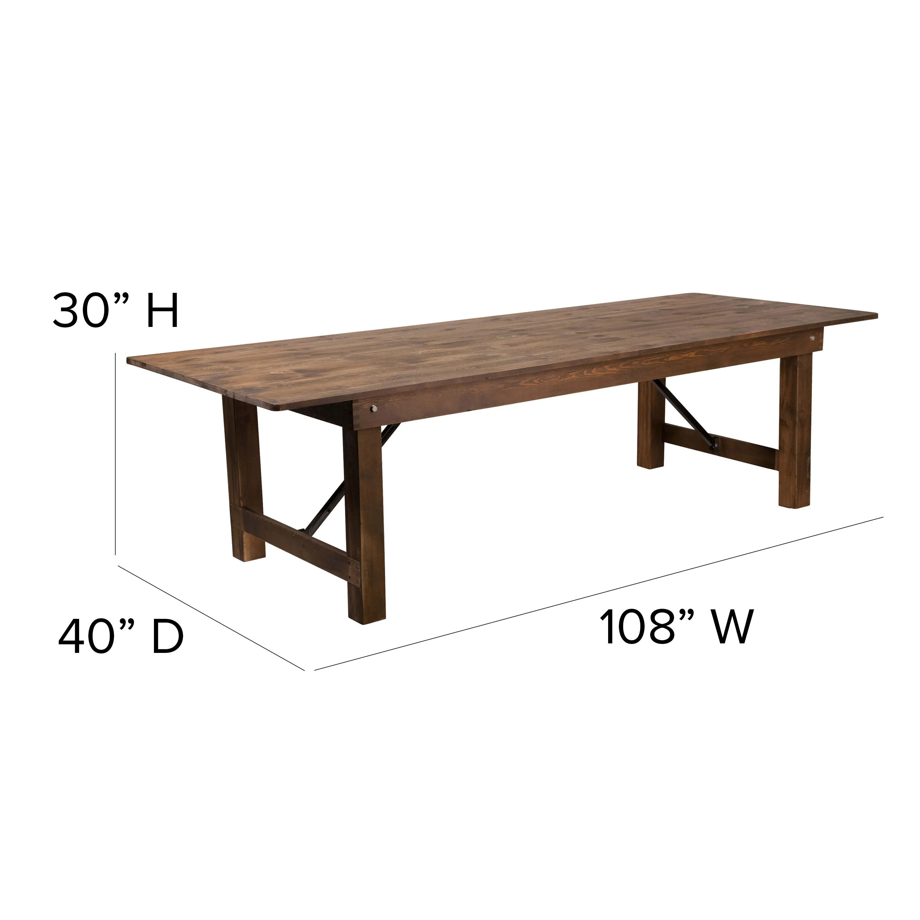 HERCULES Series 9' x 40'' Folding Farm Table Set with 12 Cross Back Chairs and Cushions