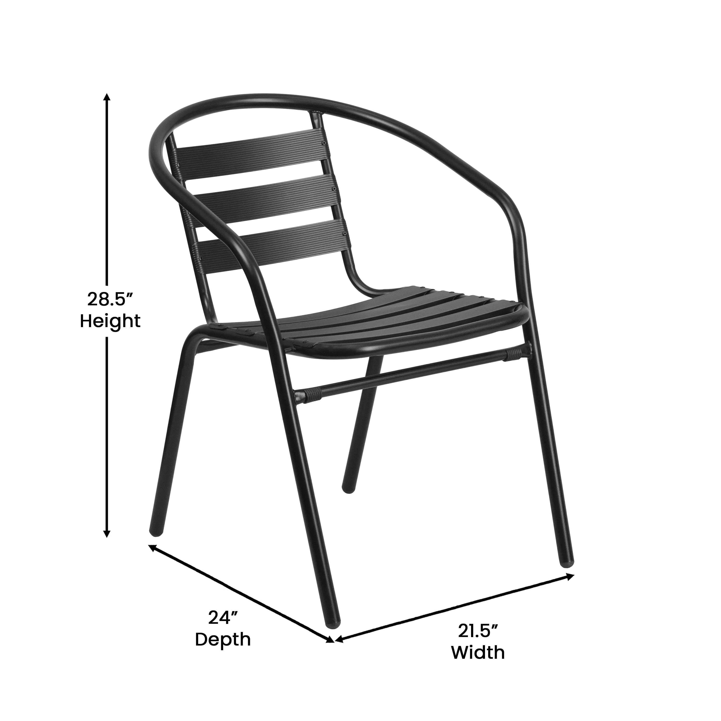 Lila 7 Piece Commercial Outdoor Patio Dining Set with Tempered Glass Patio Table with Umbrella Hole and 6 Triple Slat Chairs