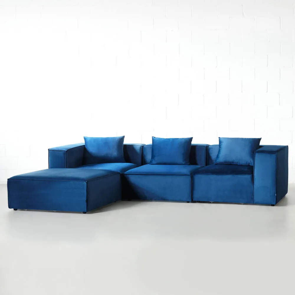 MASON - Velvet Blue Modular Sectional (4 piece)