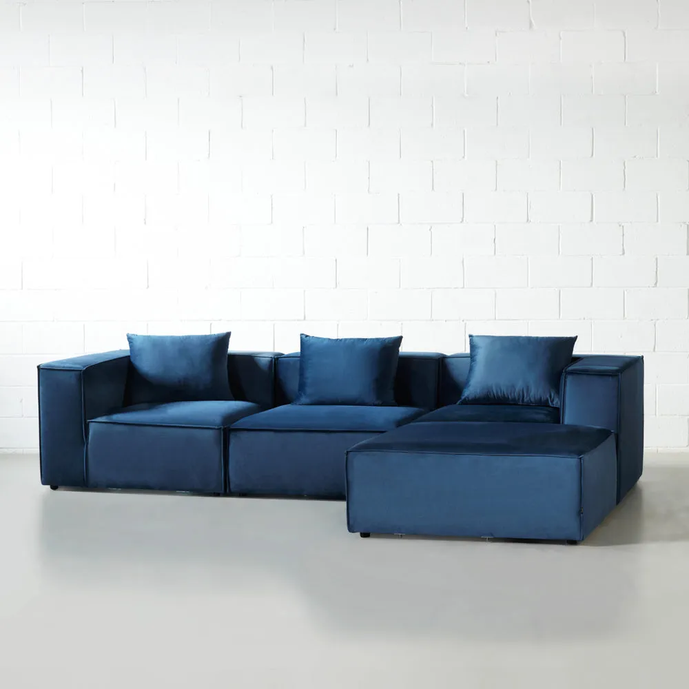 MASON - Velvet Blue Modular Sectional (4 piece)