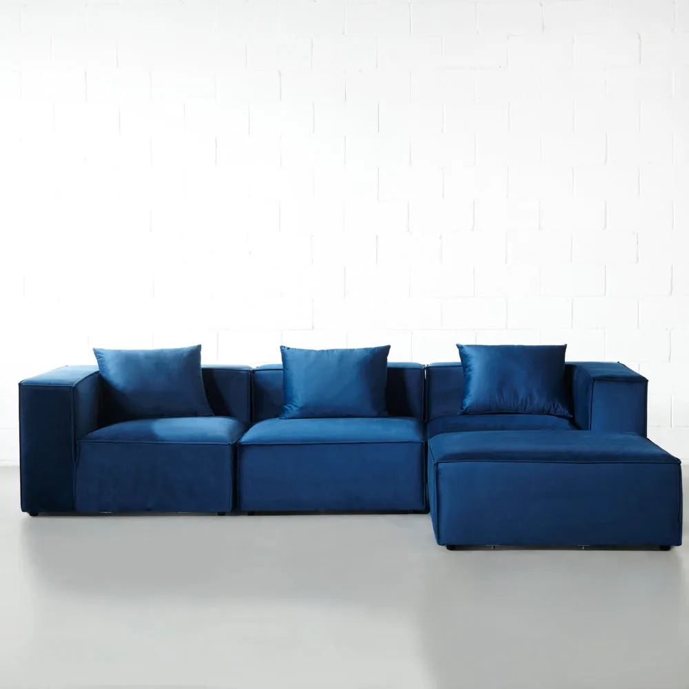 MASON - Velvet Blue Modular Sectional (4 piece)