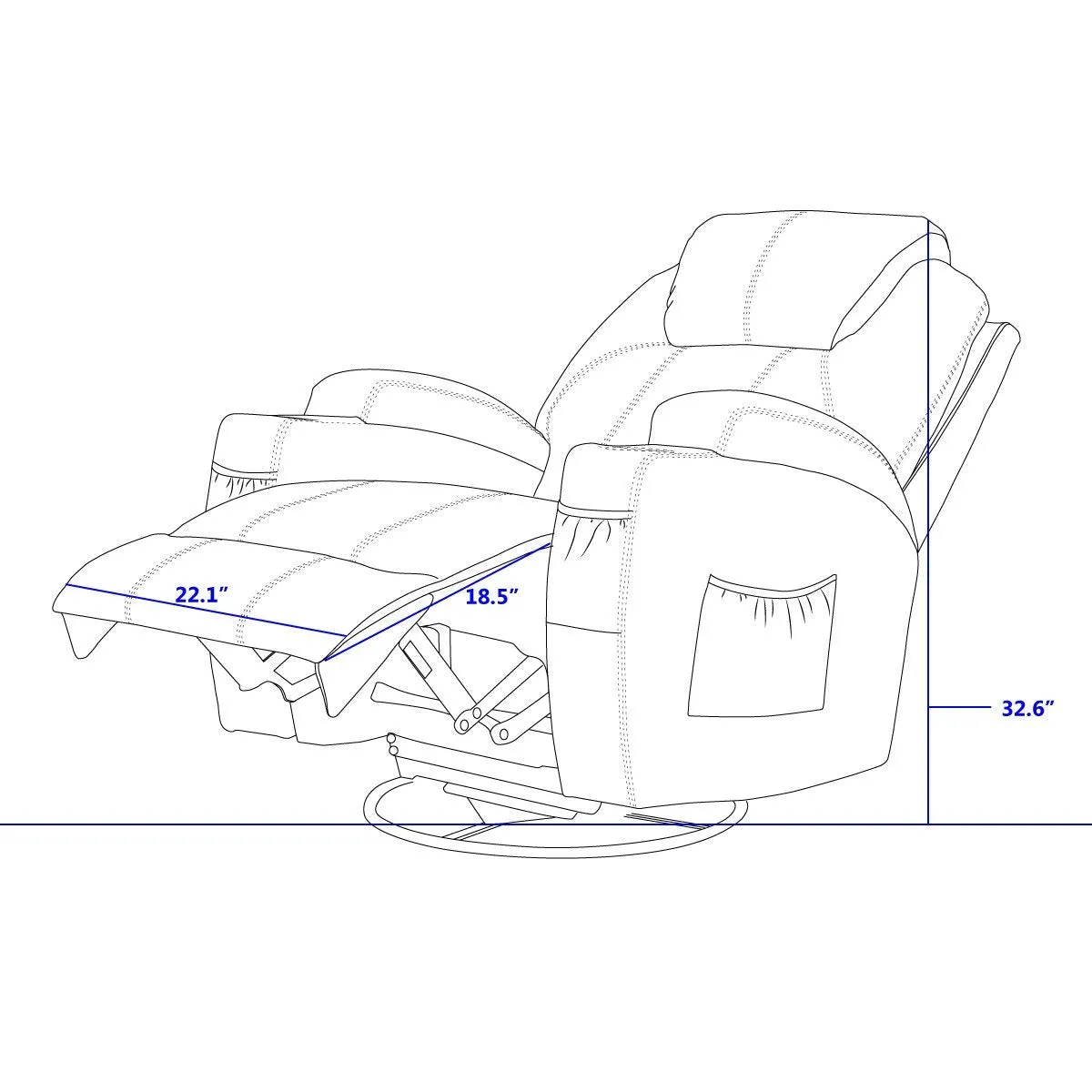 Massage Recliner Chair Fabric Heated Rocker Recliner with Remote Control, Coffee