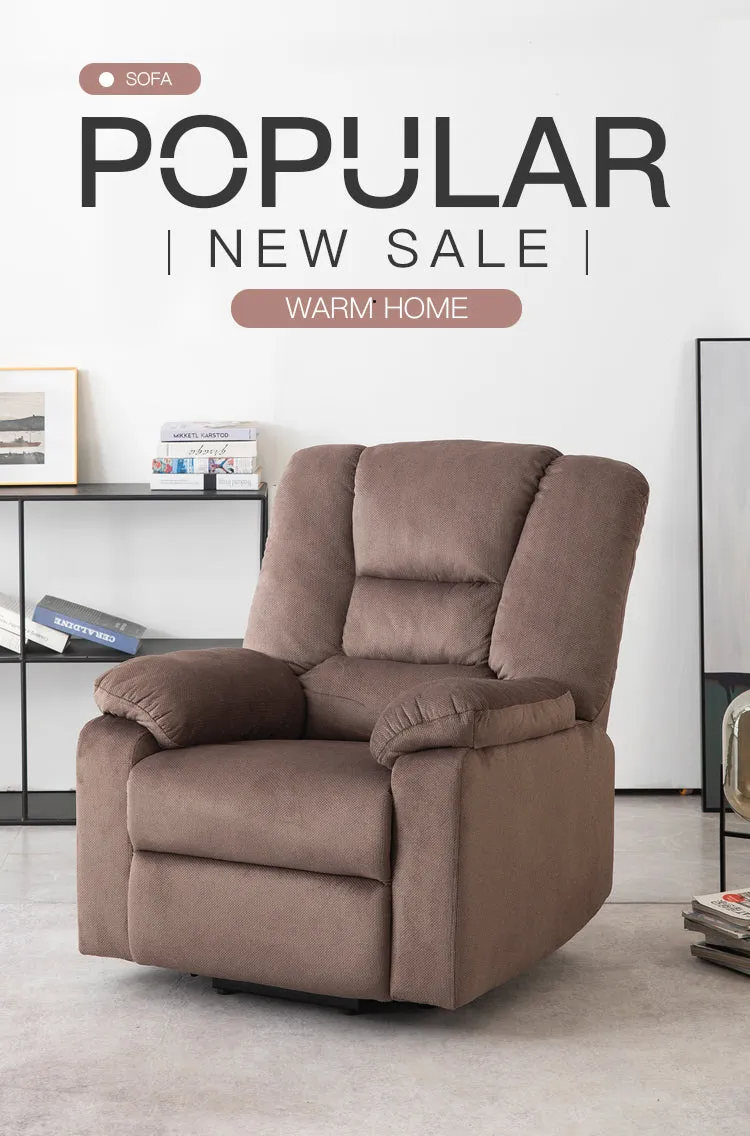Power Lift Microfiber Electric Recliner Chair for Elderly with Side Pockets, Remote Control Living Room Chair (Brown)
