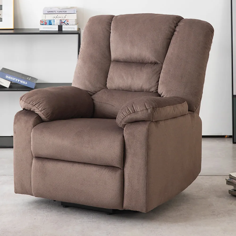 Power Lift Microfiber Electric Recliner Chair for Elderly with Side Pockets, Remote Control Living Room Chair (Brown)