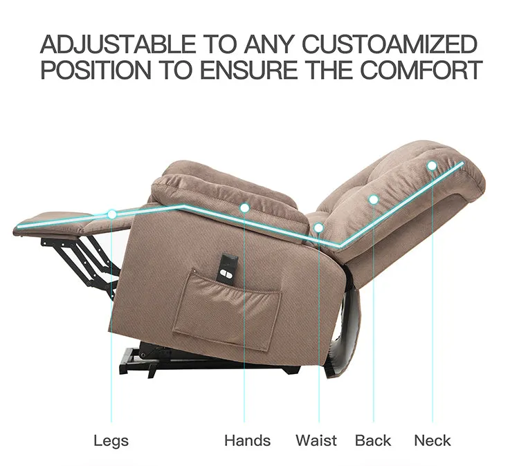Power Lift Microfiber Electric Recliner Chair for Elderly with Side Pockets, Remote Control Living Room Chair (Brown)
