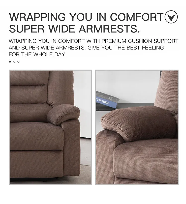 Power Lift Microfiber Electric Recliner Chair for Elderly with Side Pockets, Remote Control Living Room Chair (Brown)