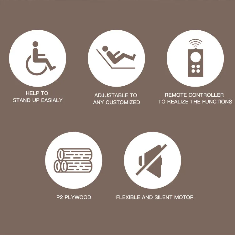 Power Lift Microfiber Electric Recliner Chair for Elderly with Side Pockets, Remote Control Living Room Chair (Brown)