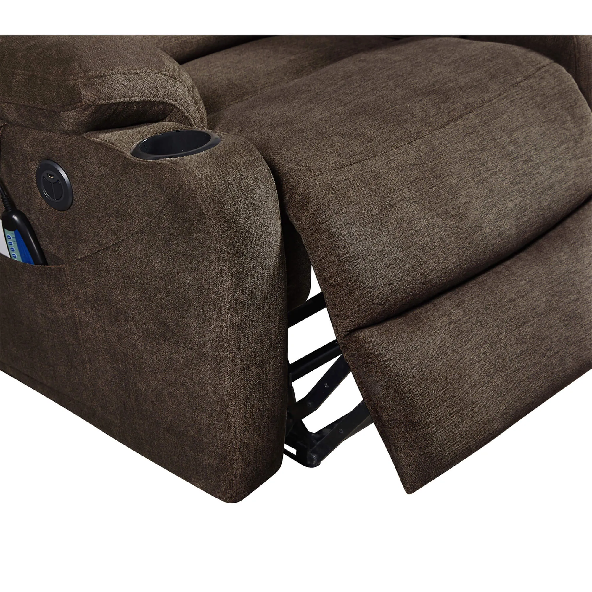 Power Lift Recliner Chair with Massage and Heat for Elderly Electric Recliner Lift Chair with 2 Side Pockets, Cup Holders, USB Port for Living Room, Dark Brown