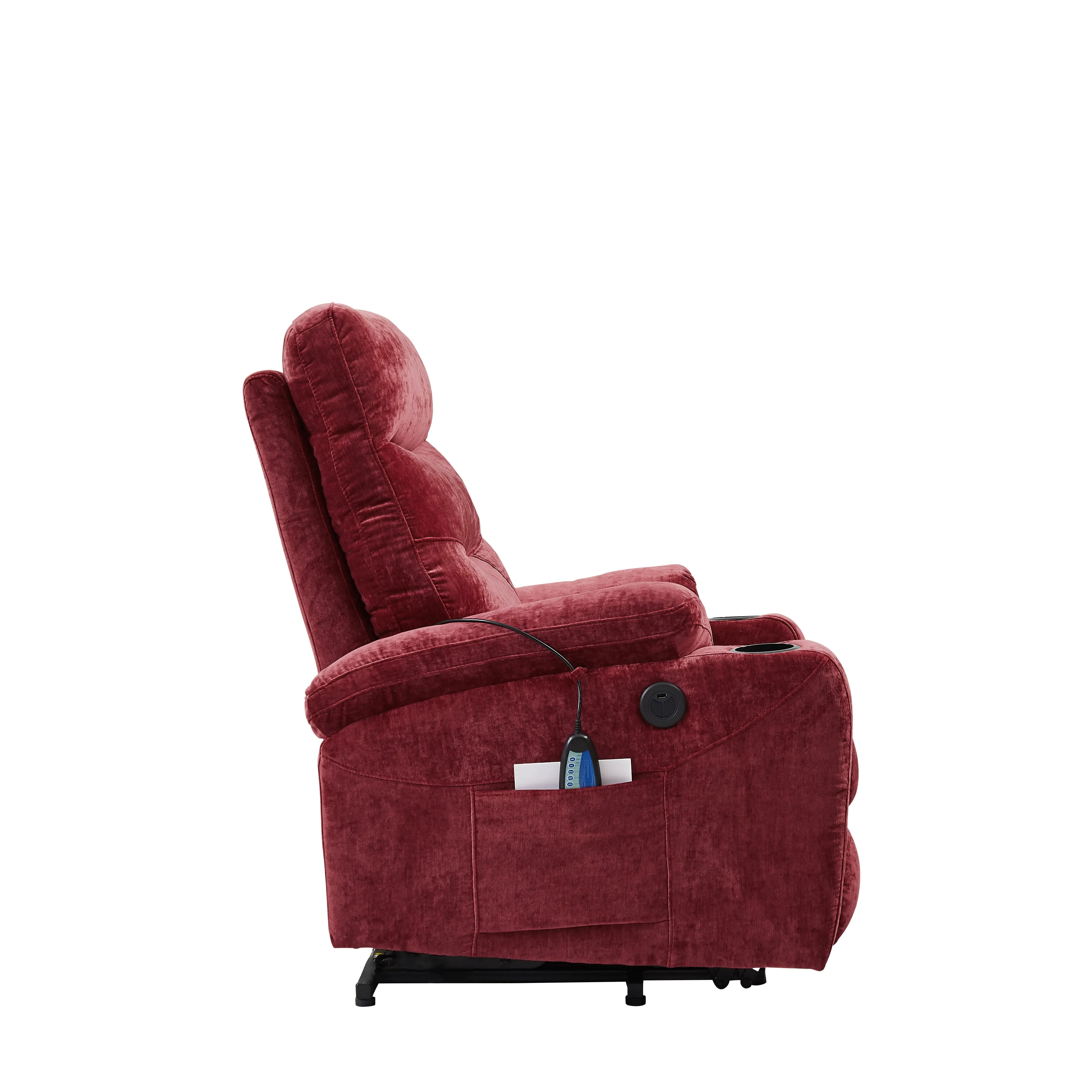 Power Lift Recliner Chair with Massage and Heat for Elderly Electric Recliner Lift Chair with 2 Side Pockets, Cup Holders, USB Port for Living Room, Red