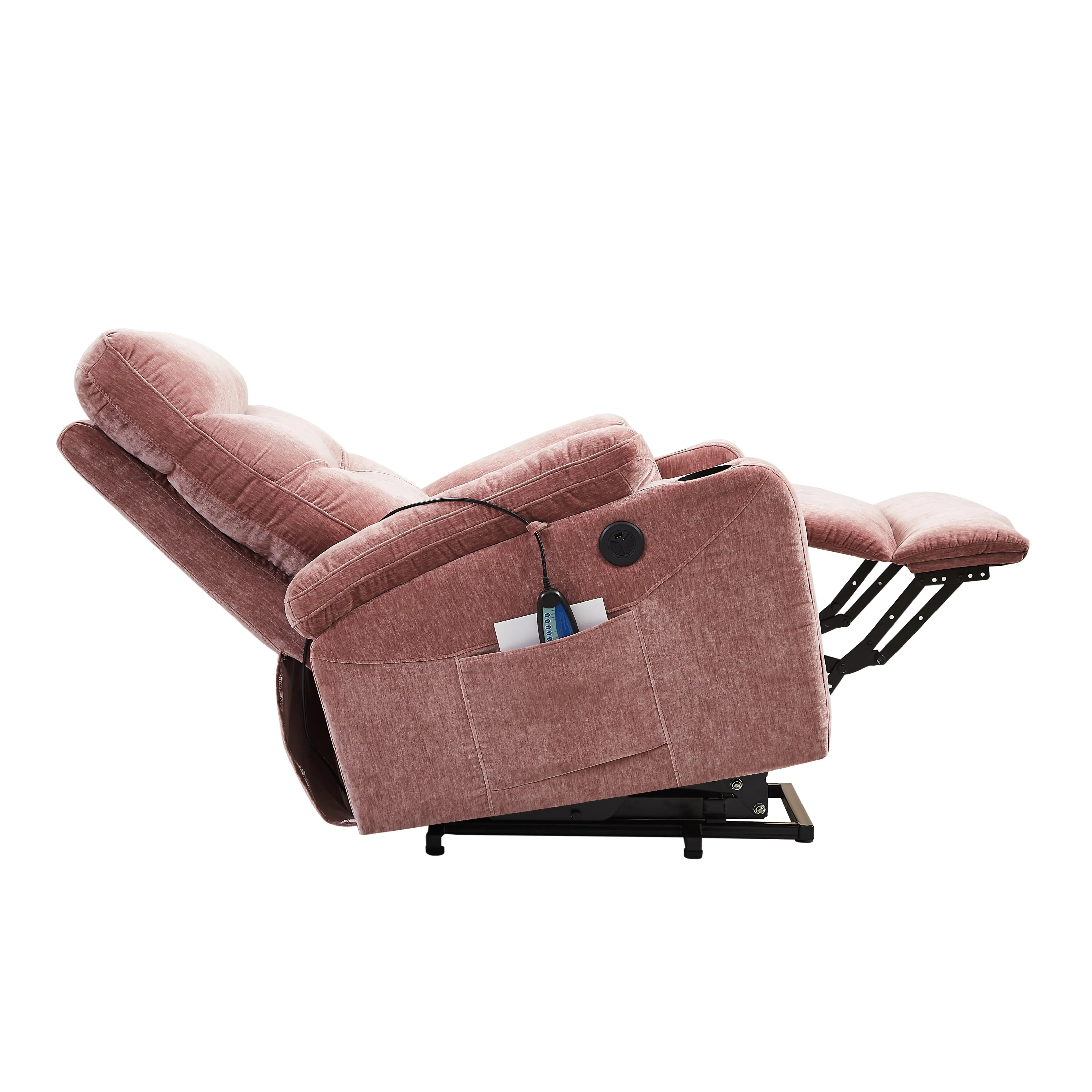 Power Lift Recliner Chair with Massage and Heat for Elderly Electric Recliner Lift Chair with 2 Side Pockets, Cup Holders, USB Port for Living Room, Rose