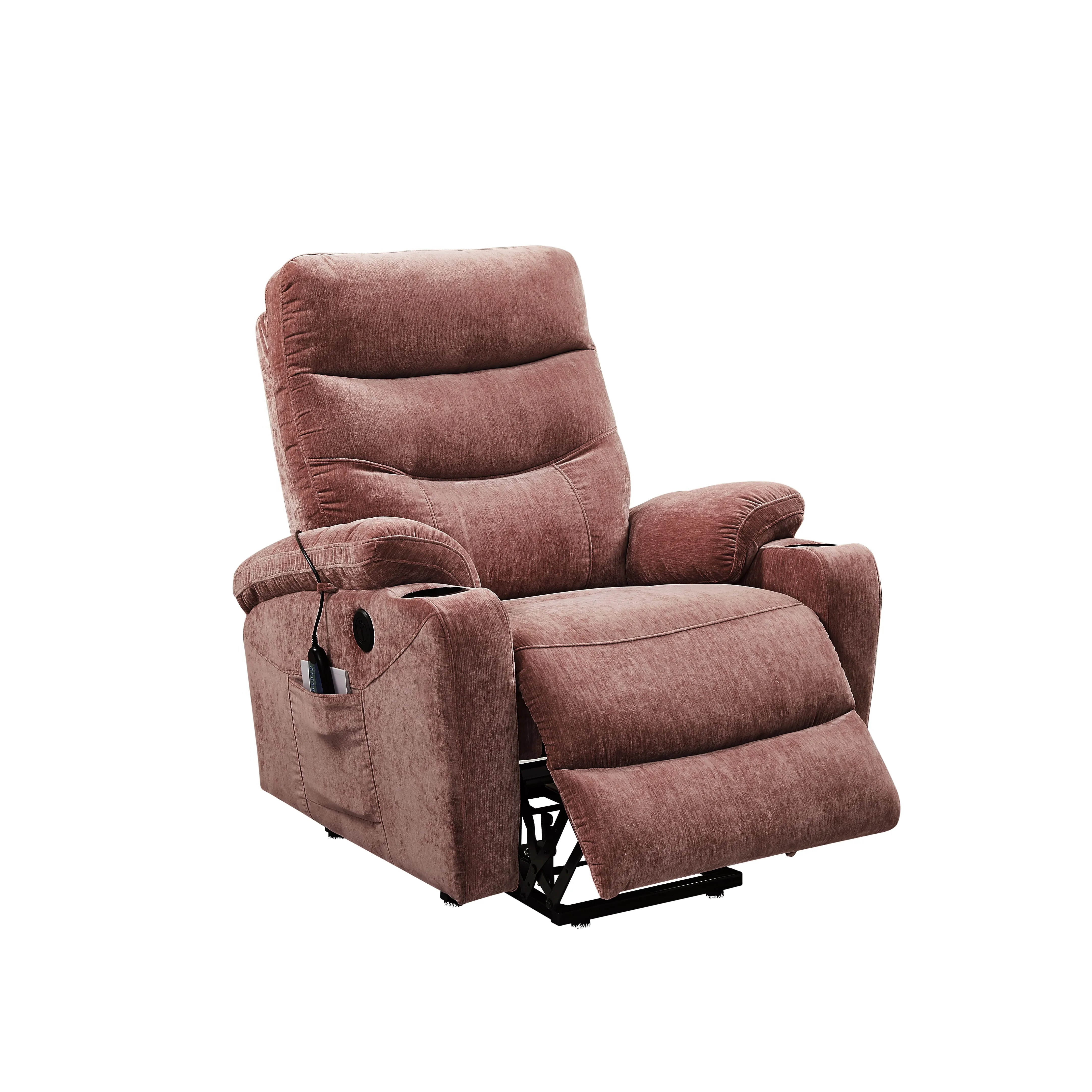 Power Lift Recliner Chair with Massage and Heat for Elderly Electric Recliner Lift Chair with 2 Side Pockets, Cup Holders, USB Port for Living Room, Rose