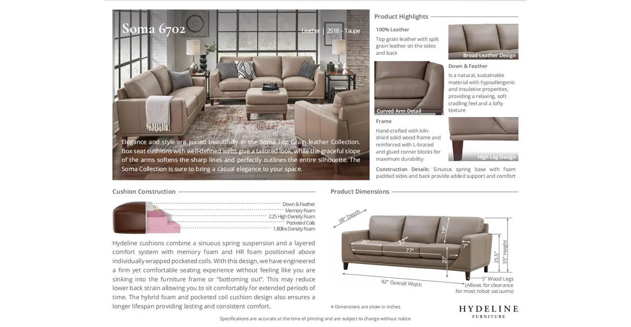 Soma Leather Sofa Collection