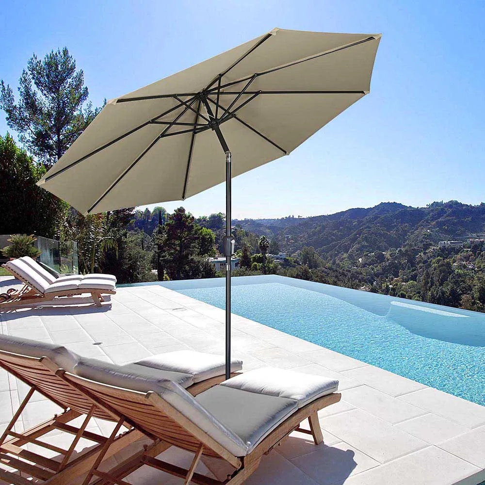 TheLAShop 10 ft 8-Rib Patio Umbrella Tilt & Crank 220g Yarn-dyed Canopy UV50 