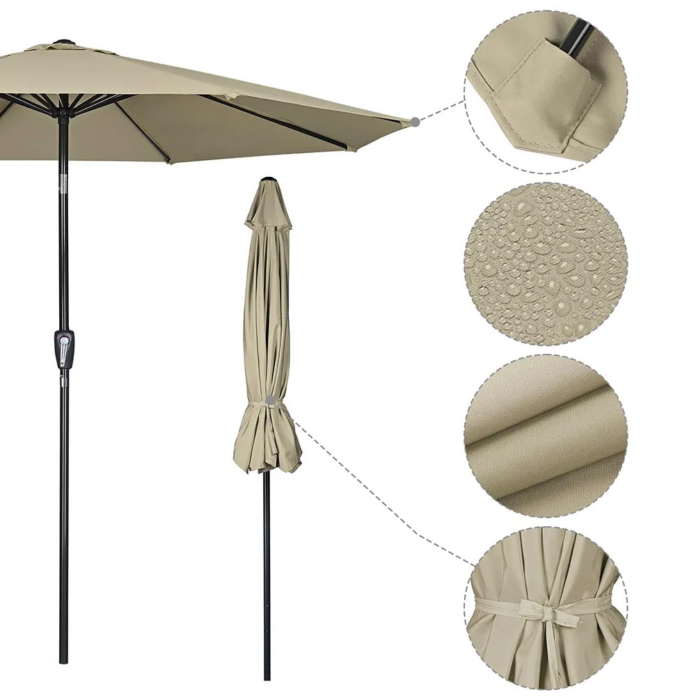 TheLAShop 10 ft 8-Rib Patio Umbrella Tilt & Crank 220g Yarn-dyed Canopy UV50 