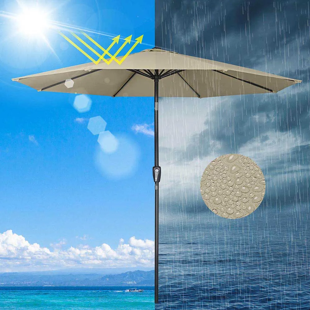 TheLAShop 10 ft 8-Rib Patio Umbrella Tilt & Crank 220g Yarn-dyed Canopy UV50 