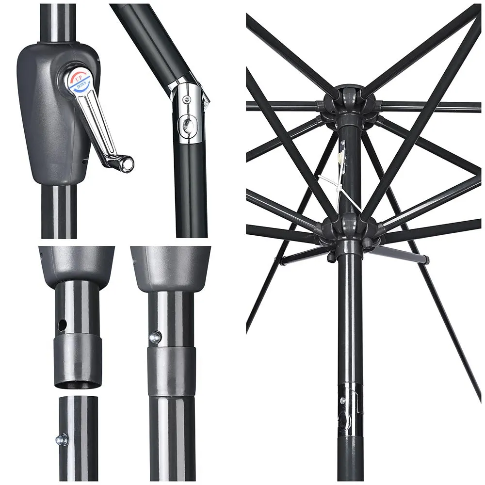 TheLAShop 10 ft 8-Rib Patio Umbrella Tilt & Crank 220g Yarn-dyed Canopy UV50 