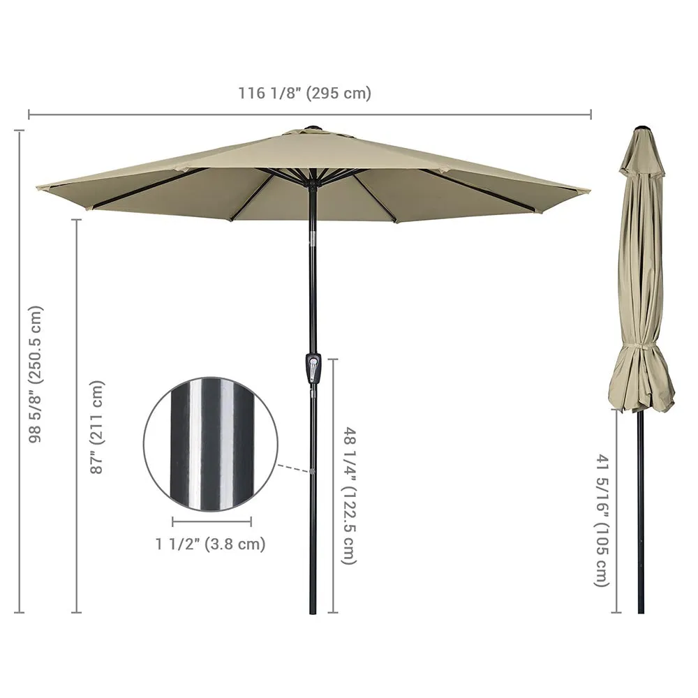 TheLAShop 10 ft 8-Rib Patio Umbrella Tilt & Crank 220g Yarn-dyed Canopy UV50 